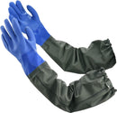 Waterproof Long Rubber Pond Gloves with 28 Inch Sleeves, Thick PVC Wear Resistant for Car Wash Fishing Digging and Chemical Handling with Seamless Cotton Liner