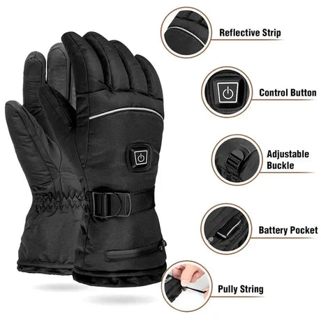 Rechargeable Heated Mittens Gloves with 4000mAh Lithium Battery, 3 Temperature Settings 30-45°C, Water-Repellent Touchscreen Compatible Size L