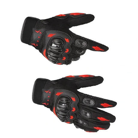 Red Full Finger Outdoor Cycling Motorcycle Sports Gloves, Nylon Material with Comfortable Sweat Holes and Joint Protection, Anti-Slip Anti-Impact Size XL