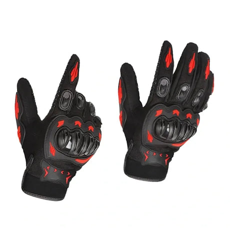Red Full Finger Outdoor Cycling Motorcycle Sports Gloves, Nylon Material with Comfortable Sweat Holes and Joint Protection, Anti-Slip Anti-Impact Size XL