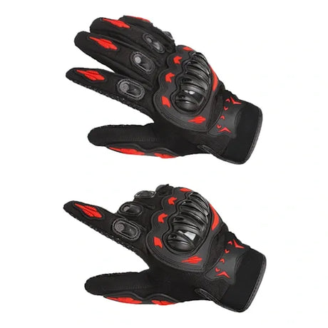 Red Full Finger Outdoor Cycling Motorcycle Sports Gloves, Nylon Material with Comfortable Sweat Holes and Joint Protection, Anti-Slip Anti-Impact Size XL