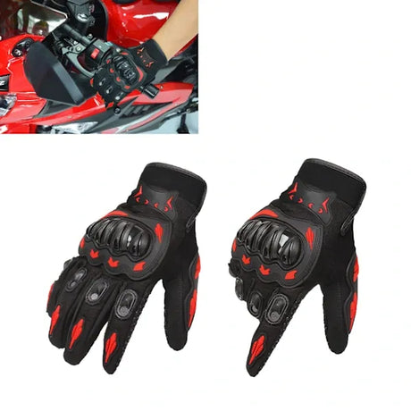 Red Full Finger Outdoor Cycling Motorcycle Sports Gloves, Nylon Material with Comfortable Sweat Holes and Joint Protection, Anti-Slip Anti-Impact Size XL