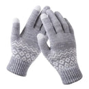 CDQ Thickened Winter Jacquard Gloves for Women, Touchscreen Compatible Double Woven Warm Knit with Elastic Cuffs, Machine Washable for Cold Weather