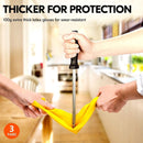Yellow Rubber Cleaning Gloves 3 Pairs Size L, Waterproof Reusable with Non-Slip Granulated Palm, Soft Cotton Velvet Lining for Kitchen Bathroom and Car Washing