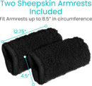 Black Memory Foam Wheelchair Armrest Cushion Covers 2 Pack, Synthetic Sheepskin Pressure Relief for Seniors Adults, Compatible with Standard Wheelchairs and Office Chairs