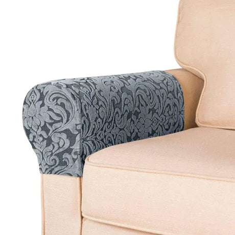 Stretchy Armrest Covers Set of 2 for Sofa and Armchair, Soft Spandex Polyester Jacquard Fabric with Non-Slip Design, Furniture Protectors Machine Washable Easy Care