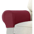 Burgundy Stretch Armchair Armrest Cover for Sofa, Waterproof Polyester Fabric with Non-Slip Machine Washable Design, 2 Pack Furniture Protector for Pets and Kids