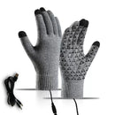Gray USB 5V Direct-Plug Electric Heating Gloves, Knitted Winter Warm Cycling Skiing Fishing Gloves Non-Adjustable Constant Heat Requires Power Bank for Operation