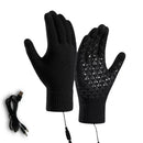Gray USB 5V Direct-Plug Electric Heating Gloves, Knitted Winter Warm Cycling Skiing Fishing Gloves Non-Adjustable Constant Heat Requires Power Bank for Operation