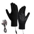 Gray USB 5V Direct-Plug Electric Heating Gloves, Knitted Winter Warm Cycling Skiing Fishing Gloves Non-Adjustable Constant Heat Requires Power Bank for Operation