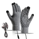 Gray USB 5V Direct-Plug Electric Heating Gloves, Knitted Winter Warm Cycling Skiing Fishing Gloves Non-Adjustable Constant Heat Requires Power Bank for Operation