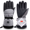 Electric Heated Gloves for Men and Women with 3 Heat Levels, Carbon Fiber Heating Panels and 3M Thinsulate Cotton, Waterproof PU Palm for Winter Sports