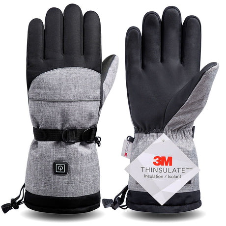 Electric Heated Gloves for Men and Women with 3 Heat Levels, Carbon Fiber Heating Panels and 3M Thinsulate Cotton, Waterproof PU Palm for Winter Sports