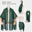 Dark Green Soft Chiffon Shawl Wrap for Women 180x70 cm, Lightweight Breathable Skin-Friendly Fabric for Wedding Evening Party and Travel, Great Gift for Ladies