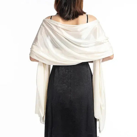 Satin Solid Evening Wrap Wedding Shawl Shrug Bolero for Women, 200x70 cm Plain Weave Polyester, Elegant Medium Length Design for Formal Events
