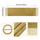 Gold European Style Silk Scarf Tassel Shawl for Women 50x164 cm, Lightweight with Silver Glitter Thread, Perfect for Evening Parties and Formal Events