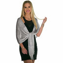 Gold European Style Silk Scarf Tassel Shawl for Women 50x164 cm, Lightweight with Silver Glitter Thread, Perfect for Evening Parties and Formal Events