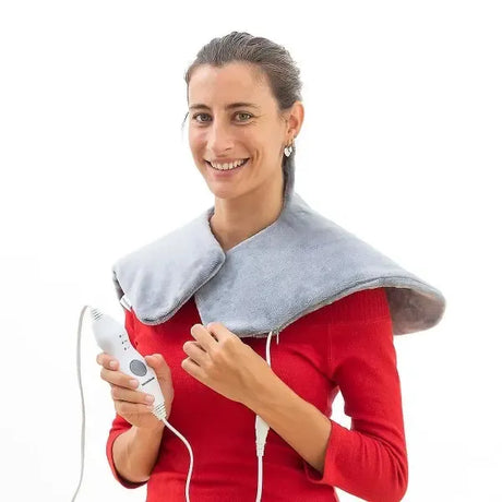 Electric Neck and Shoulder Heating Pad with 3 Temperature Levels 40-60°C, Soft Polyester Cover Removable and Washable, 2-Hour Auto Shut-Off for Pain Relief