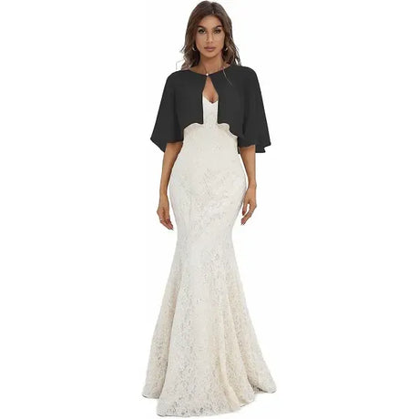 Chiffon Capelet Shawl Wrap for Women Evening Dress Wedding, Button Front Lightweight Flowing Design with Two Wearing Styles, Hand Wash Cold for Easy Care