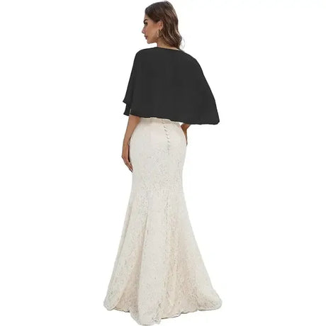 Chiffon Capelet Shawl Wrap for Women Evening Dress Wedding, Button Front Lightweight Flowing Design with Two Wearing Styles, Hand Wash Cold for Easy Care