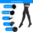 Thigh High Compression Socks for Women Men 23-32 mmHg Open Toe, Level 2 Support for Varicose Veins Edema, Breathable Cotton Spandex with Silicone Dotted Bands