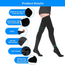 Thigh High Compression Stockings for Women Men 23-32 mmHg Closed Toe, Level 2 Support for Varicose Veins Edema, Breathable Cotton Spandex with Silicone Dotted Bands
