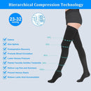 Thigh High Compression Stockings for Women Men 23-32 mmHg Closed Toe, Level 2 Support for Varicose Veins Edema, Breathable Cotton Spandex with Silicone Dotted Bands