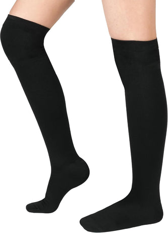 Thigh High Compression Socks for Women Men 15-21 mmHg Closed Toe, Level 1 Support for Edema Pregnancy, Breathable Polyester with Non-Slip Cuffs for All-Day Wear