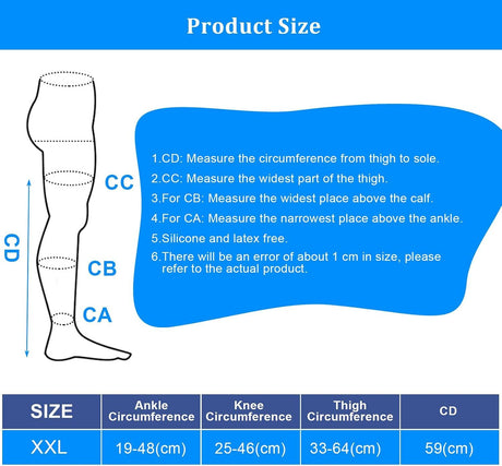 Thigh High Compression Socks for Women Men 15-21 mmHg Closed Toe, Level 1 Support for Edema Pregnancy, Breathable Polyester with Non-Slip Cuffs for All-Day Wear