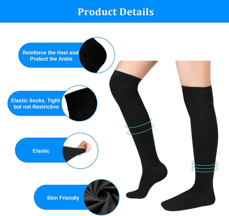 Thigh High Compression Socks for Women Men 15-21 mmHg Closed Toe, Level 1 Support for Edema Pregnancy, Breathable Polyester with Non-Slip Cuffs for All-Day Wear