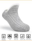 Gray Warm Non-Slip Knitted Thick Lined Cozy Winter Slippers for Women and Men, One Size Fits Most with Silicone Grips, Perfect for Home and Indoor Use
