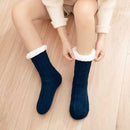 Blue Furry Warm Knitted Slipper Socks with Non-Slip Sole, Ultra-Soft Fleece Lining Cable Knit Design, One Size Fits Most EU 35-43 for Cozy Indoor Wear