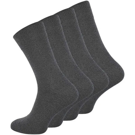 Dark Grey Loose Elastic Socks 8-Pack for Sensitive Legs, Piqué Woven Comfort Band for Even Pressure, Size 39-42 for Men and Women
