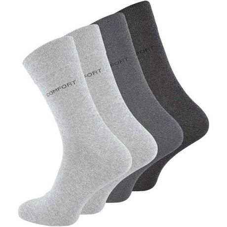 Dark Grey Loose Elastic Socks 8-Pack for Sensitive Legs, Piqué Woven Comfort Band for Even Pressure, Size 39-42 for Men and Women