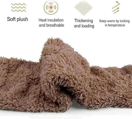 Brown Over Knee High Fuzzy Plush Teddy Slipper Socks for Women, Open Toe Non-Slip Design, Extra Long 55 cm for Warmth Indoors and Outdoors