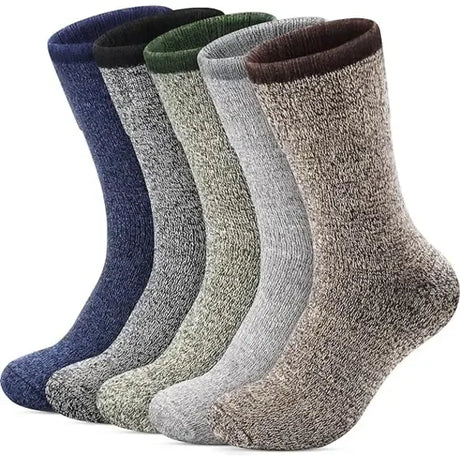Men's Warm Wool Thermal Socks Pack, Thick Hiking Crew Boot Socks with Soft Breathable Fabric, Size UK 6-11 for Winter Outdoor Casual Wear