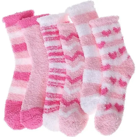 Pink Thick Plush Cozy Winter Socks for Women, Pack of Pairs with Fuzzy Warm Lining, Soft Breathable Fabric for US 5-10, Perfect for Slipper and Outdoor Wear