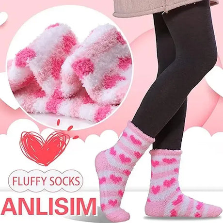 Pink Thick Plush Cozy Winter Socks for Women, Pack of Pairs with Fuzzy Warm Lining, Soft Breathable Fabric for US 5-10, Perfect for Slipper and Outdoor Wear