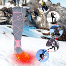 Pink USB Rechargeable Electric Heated Socks for Winter Skiing, Full Foot Heating with Carbon Fiber Wire, Machine Washable with Battery Pocket for Cold Weather