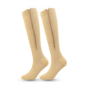 Skin Color Zipper Compression Socks 2 Pairs for Men Women, Easy On-Off Medical Stocking with Skin Protection Zipper, Closed Toe S/M for Varicose Veins
