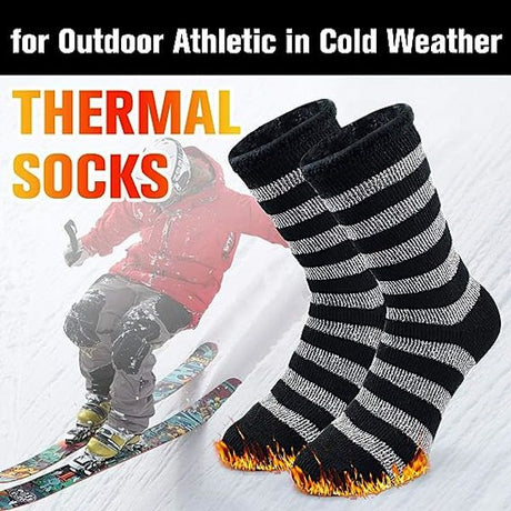 Men's Extra Thick Thermal Winter Socks 10 Pairs, Warm Brushed Plush Lining for Extreme Cold, Ideal for Hiking Skiing Outdoor Work and Everyday Use