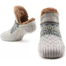 Gray Warm Cozy Fleece Socks with Anti-Slip Sole, Indoor Slipper Socks for Men and Women, Breathable Cotton Blend Size 43-45 for Cold Weather Comfort