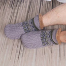 Gray Warm Cozy Fleece Socks with Anti-Slip Sole, Indoor Slipper Socks for Men and Women, Breathable Cotton Blend Size 43-45 for Cold Weather Comfort