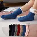 Blue Warm Knitted Non-Slip Thick Winter Socks with Cozy Inner Lining, One Size Fits Most, Breathable Cotton Blend for Indoor Home Office Use