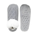 Gray TS-Knitted Velvet Wool Anti-Slip Slippers for Home, V-Shaped Comfort Fit, Size 35-39 with Non-Slip Sole for Yoga Travel and Office Use