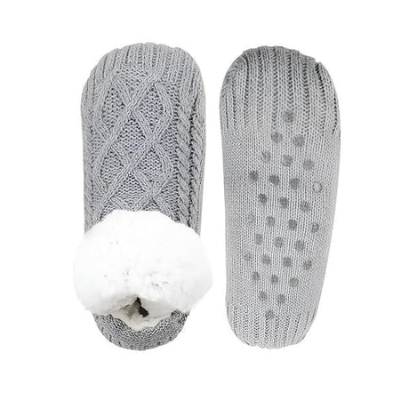 Gray TS-Knitted Velvet Wool Anti-Slip Slippers for Home, V-Shaped Comfort Fit, Size 35-39 with Non-Slip Sole for Yoga Travel and Office Use
