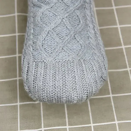 Gray TS-Knitted Velvet Wool Anti-Slip Slippers for Home, V-Shaped Comfort Fit, Size 35-39 with Non-Slip Sole for Yoga Travel and Office Use