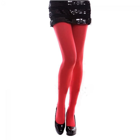 Red Thick High Elasticity Tights 120 Denier, 80% Nylon 20% Spandex One Size for Women, Ultra Soft Stretchy Durable Full Foot Pantyhose for Winter