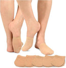Beige Fine Cotton Toe Socks 5 Pairs, Invisible Half Socks with Non-Slip Silicone Seamless Design for Sandals Dress Shoes and Yoga, One Size for Women