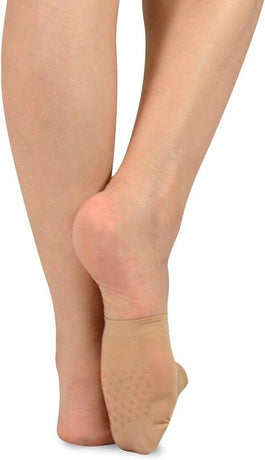 Beige Fine Cotton Toe Socks 5 Pairs, Invisible Half Socks with Non-Slip Silicone Seamless Design for Sandals Dress Shoes and Yoga, One Size for Women